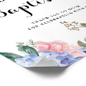 Poster Hydrangées bleues et roses roses rose Baptême Bien (Coin)