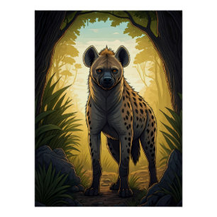 Poster Hyène dans une clairière de forêt