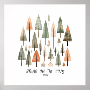 Poster Hygge : Arbres Colorés, Moments Cosy