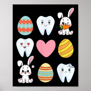 Poster Hygiéniste buccal instantané dentiste Groovy Pâque
