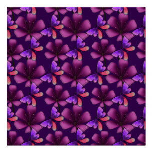 Poster Hyper-Bloom Papillon Violet : Floral Maximaliste S