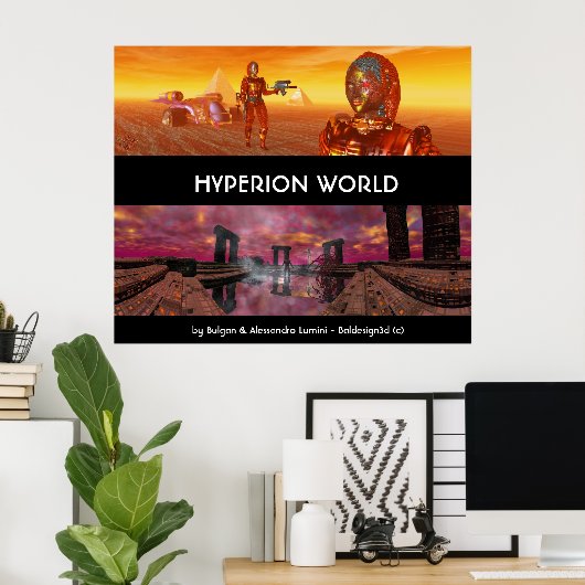 Poster HYPERION SCIENCE MONDIALE FICTION Scifi (Bureau à domicile)