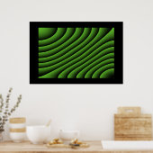 Poster Hypnotic Green Wavy Lines (Cuisine)