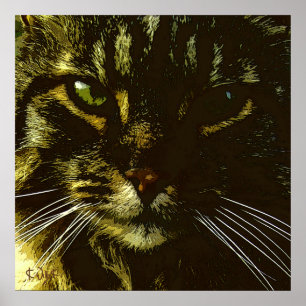 Poster Hypnotiser l'hypnose d'art numérique de chat
