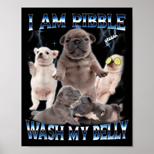 Poster I Am Bble Wash My Belly Funny Dog Clean My Belly M (Devant)