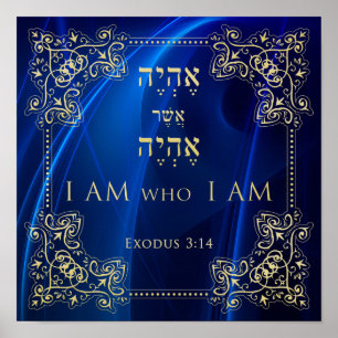 Poster I AM I AM Exodus 3 Hébreu Anglais Art Print