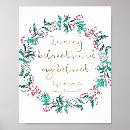 Poster I Am My Beloved's Bible Verse Wall Art (Devant)