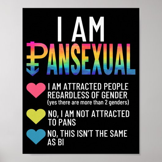 Poster I Am Pansexual - LGBTQIA Pride Coeurs Arc En Ciel  (Devant)