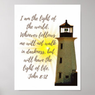 Poster I am the Light John 8:12 with Light House