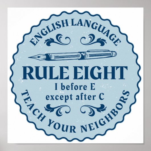 Poster I avant E sauf après C Règle drôle (Devant)