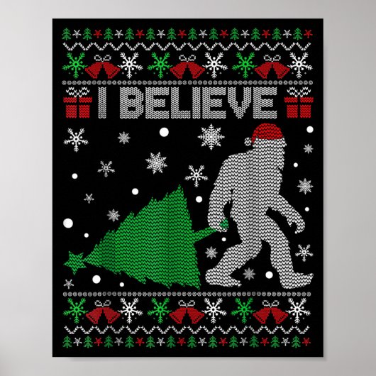Poster I Believe Big Foot Sasquatch Christmas (Devant)