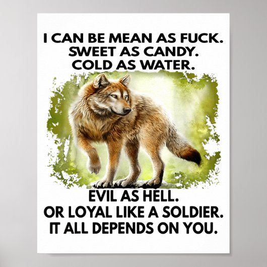 Poster I Can Be Mean As For Sweet As Candy Cold As Water  (Devant)