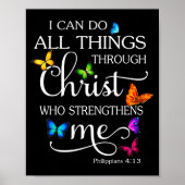 Poster I Can Do All Things Through Christ Butterfly Art - (Devant)