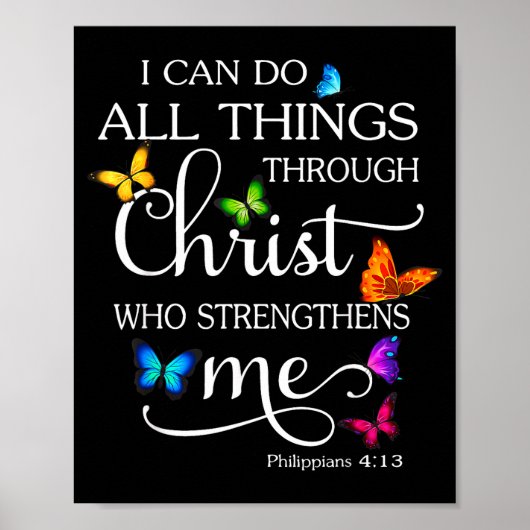 Poster I Can Do All Things Through Christ Butterfly Art - (Devant)