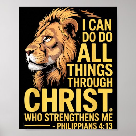 Poster I Can Do All Things Through Christ, Cross Lino Chr (Devant)