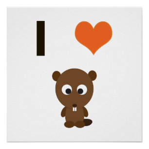 Poster I coeur (amour) Castors