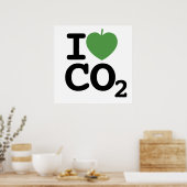 Poster I coeur CO2 - I feuille dioxyde de carbone (Cuisine)