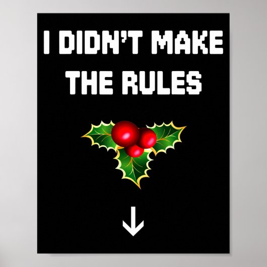 Poster I Didn't Make The Rules Funny Christmas Mistletoe (Devant)