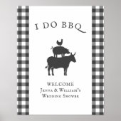 Poster I Do BBQ Rustique Agritourisme Gris Plaid Accueil (Devant)