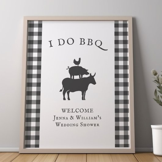 Poster I Do BBQ Rustique Agritourisme Gris Plaid Accueil
