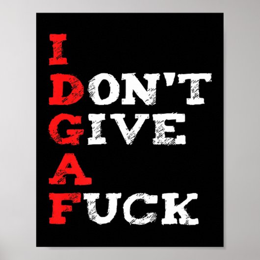 Poster I Don't Give A For  (Devant)