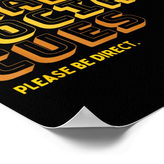 Poster I Don't Read Social Cues Please Be Direct Apparel (Coin)