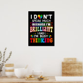Poster I Dont Speak Much Brilliant Autism Autistic (Cuisine)