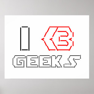 Poster I Heart Geek ASCII ART