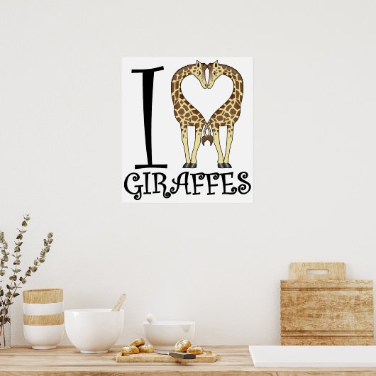 Poster I Heart Giraffes (Cuisine)