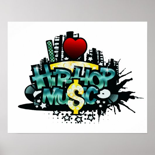 Poster I Heart Hip hop Music (Devant)