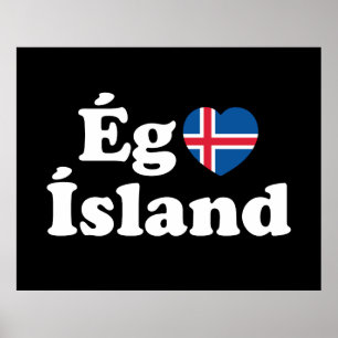 Poster I Heart (Love) Islande [Ég Elska Ísland] Islandais