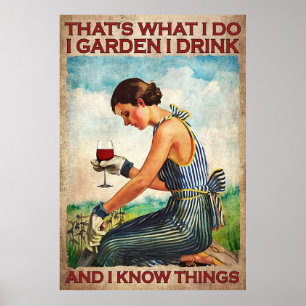 Poster I jardin Je bois de la vigne vintage
