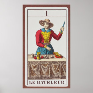 Poster I le magicien, sept cartes de tarot