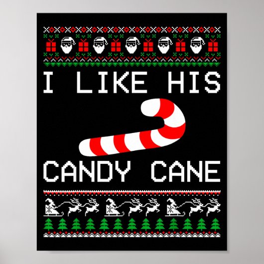 Poster I Like His Candy Cane Couple Matching Christmas Me (Devant)