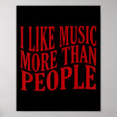 Poster I Like Music More Than People Art Simple Music Moo (Devant)