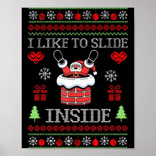 Poster I Like To Slide Inside Funny Santa Couple Matching (Devant)