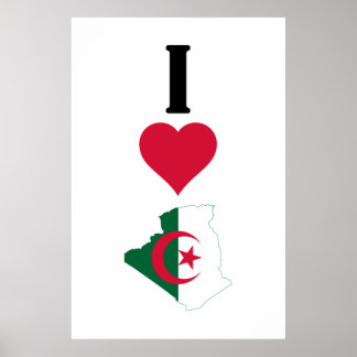 Poster I Love Algérie Vertical I Heart Algérie Pays Fl