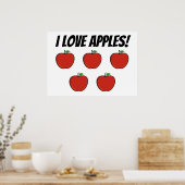 Poster I Love Apples (5 pommes) (Cuisine)