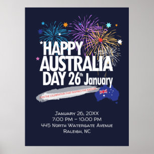 Poster "I LOVE AUSTRALIA" Australia Day 26 janvier