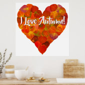 Poster I Love Automne!—Rouge Aspen Leaf Heart 1 (Cuisine)