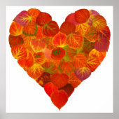Poster I Love Automne, subtil—Coeur feuille d'Aspen rouge (Devant)