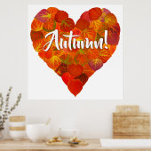 Poster I Love Autumn, Bold—Red Aspen Leaf Heart 1 (Cuisine)