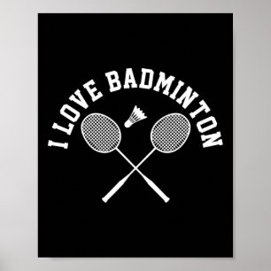 Poster I Love Badminton Player Gift Retro Style