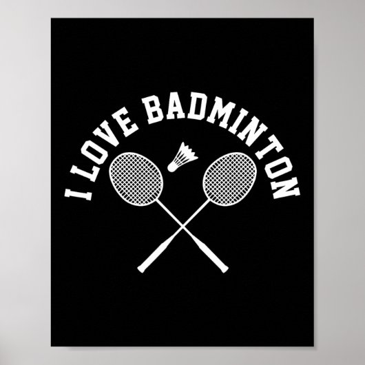 Poster I Love Badminton Player Gift Retro Style (Devant)