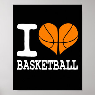 Poster I Love Basketball Ball Sports Athlétisme Lover Cad