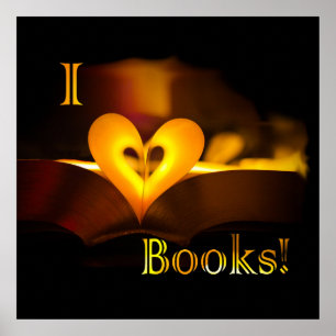 Poster I Love Books - I 'Heart' Books (Lumière des bougie