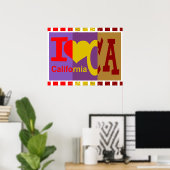 Poster I love California - Pop art (Bureau à domicile)