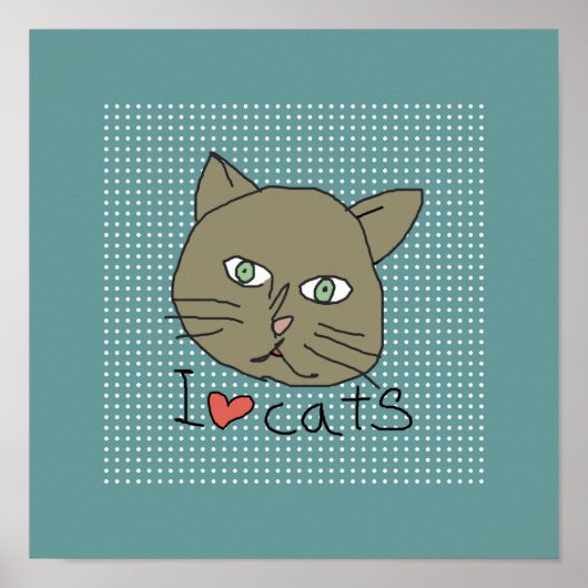 Poster "I love cats for walls" (Devant)