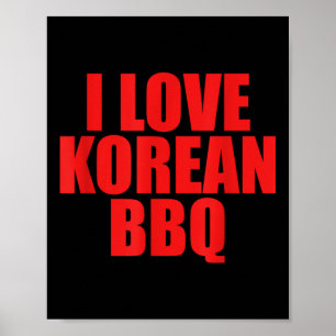Poster I Love Coréen Bbq Asiatique Traditionnel Cuisine F