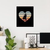 Poster I Love Double Basse Coeur Rétro (Bureau à domicile)